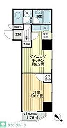 東急池上線 御嶽山駅 徒歩7分の賃貸マンション 1階1DKの間取り