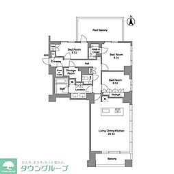 JR山手線 目黒駅 徒歩9分の賃貸マンション 7階3LDKの間取り