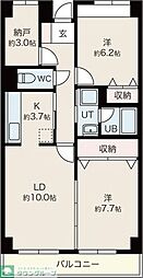 東急東横線 学芸大学駅 徒歩16分の賃貸マンション 1階2SLDKの間取り
