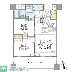 東急田園都市線 池尻大橋駅 徒歩6分の賃貸マンション 7階2LDKの間取り