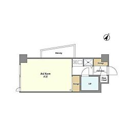 JR南武線 武蔵小杉駅 徒歩9分の賃貸マンション 2階ワンルームの間取り