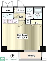 東京メトロ日比谷線 広尾駅 徒歩12分の賃貸マンション 6階1Kの間取り