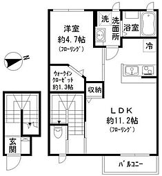 東急目黒線 武蔵小山駅 徒歩8分の賃貸アパート 2階1LDKの間取り