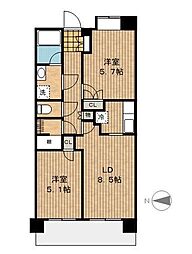 レジデンスシャルマン林試の森 2LDKの間取図画像