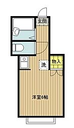 東武東上線 鶴ヶ島駅 徒歩7分の賃貸アパート 2階ワンルームの間取り
