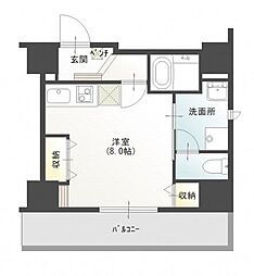 東武東上線 川越駅 徒歩5分の賃貸マンション 8階ワンルームの間取り