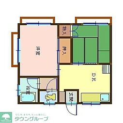 東武東上線 鶴ヶ島駅 徒歩8分の賃貸アパート 2階2DKの間取り