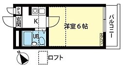 シティパレス浅羽野1 2階1Kの間取り