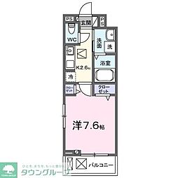 ヴィラ　かすみ 1階1Kの間取り