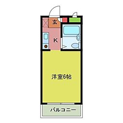 東武越生線 坂戸駅 徒歩18分の賃貸マンション 3階1Kの間取り