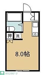 東武東上線 北坂戸駅 徒歩9分の賃貸アパート 2階ワンルームの間取り