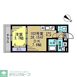 東武東上線 上福岡駅 徒歩11分の賃貸アパート 2階1DKの間取り