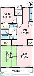 東武東上線 鶴ヶ島駅 徒歩18分の賃貸マンション 3階3DKの間取り