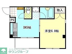 東武越生線 東毛呂駅 徒歩5分の賃貸マンション 2階1DKの間取り