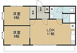 JR八高線 毛呂駅 徒歩5分の賃貸アパート 2階2LDKの間取り