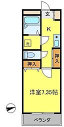 東武東上線 坂戸駅 徒歩10分の賃貸アパート 1階1Kの間取り