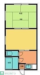 東武東上線 上福岡駅 徒歩15分の賃貸アパート 1階2Kの間取り