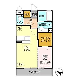西武新宿線 南大塚駅 徒歩21分の賃貸アパート 1階1LDKの間取り