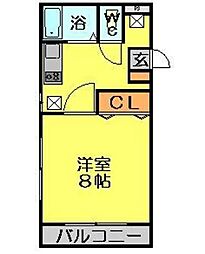 東武東上線 鶴ヶ島駅 徒歩6分の賃貸マンション 1階1Kの間取り