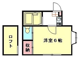 東武東上線 北坂戸駅 徒歩14分の賃貸アパート 1階1Kの間取り
