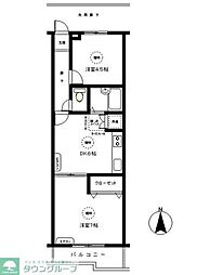 東武東上線 坂戸駅 徒歩6分の賃貸マンション 1階2DKの間取り