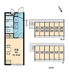 東武東上線 鶴瀬駅 徒歩12分の賃貸マンション 3階1Kの間取り