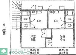 東武東上線 鶴ヶ島駅 徒歩10分の賃貸アパート 2階1Kの間取り