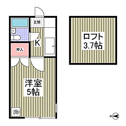 東武東上線 高坂駅 徒歩10分の賃貸アパート 1階1Kの間取り