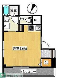 東武東上線 坂戸駅 徒歩4分の賃貸マンション 4階ワンルームの間取り