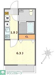JR川越線 南古谷駅 徒歩6分の賃貸アパート 1階1Kの間取り