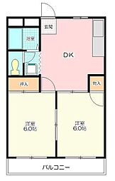 東武東上線 北坂戸駅 徒歩14分の賃貸アパート 1階2DKの間取り