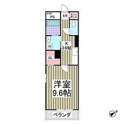 東武東上線 若葉駅 徒歩7分の賃貸アパート 1階1Kの間取り