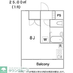東武越生線 坂戸駅 徒歩10分の賃貸マンション 2階ワンルームの間取り