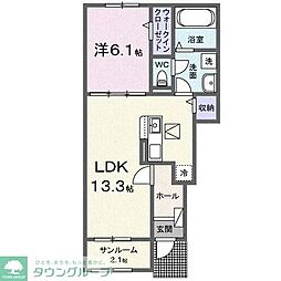 東武東上線 小川町駅 徒歩15分の賃貸アパート 1階1LDKの間取り