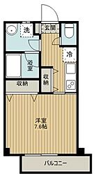 西武新宿線 狭山市駅 徒歩16分の賃貸マンション 2階1Kの間取り
