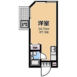 東武東上線 若葉駅 徒歩13分の賃貸アパート 1階ワンルームの間取り