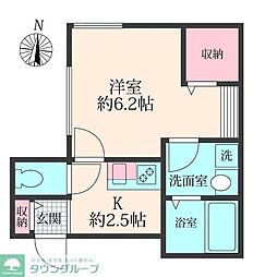 東武東上線 柳瀬川駅 徒歩9分の賃貸アパート 2階1Kの間取り
