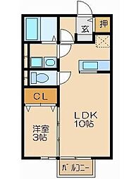 東武東上線 霞ヶ関駅 徒歩8分の賃貸アパート 1階1LDKの間取り