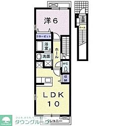 東武東上線 ふじみ野駅 徒歩12分の賃貸アパート 2階1LDKの間取り