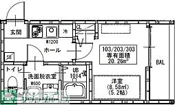 東武東上線 鶴ヶ島駅 徒歩9分の賃貸アパート 2階1Kの間取り