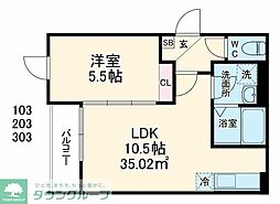 東武東上線 鶴ヶ島駅 徒歩7分の賃貸アパート 3階1LDKの間取り
