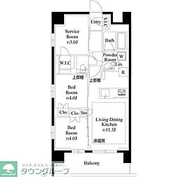 東武東上線 上福岡駅 徒歩2分の賃貸マンション 2階2SLDKの間取り
