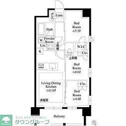 東武東上線 上福岡駅 徒歩2分の賃貸マンション 8階3LDKの間取り