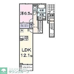 東武東上線 若葉駅 バス15分 南戸守下車 徒歩1分の賃貸アパート 2階1LDKの間取り