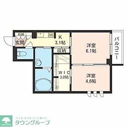 東武東上線 川越駅 徒歩4分の賃貸マンション 1階2Kの間取り