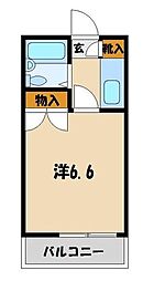 東武東上線 川越駅 徒歩18分の賃貸アパート 1階1Kの間取り