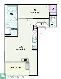 JR川越線 的場駅 徒歩10分の賃貸アパート 3階1LDKの間取り