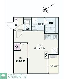 東武東上線 北坂戸駅 徒歩11分の賃貸アパート 2階1LDKの間取り