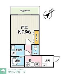 JR川越線 川越駅 徒歩14分の賃貸アパート 2階1Kの間取り