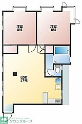 東武東上線 鶴ヶ島駅 徒歩17分の賃貸マンション 2階2LDKの間取り